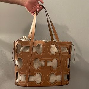 NEW • CAROLINA HERRERA CH • INITIALS INSIGNIA CUT OUT • LARGE SHOULDER BAG